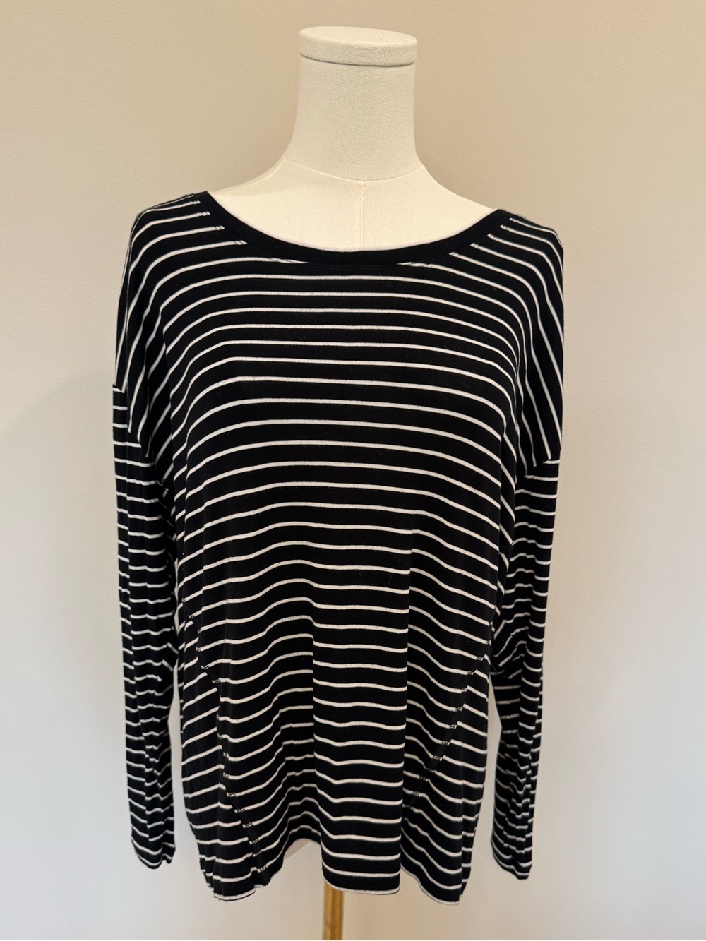 CAbi Black and White Striped Long-Sleeve Tshirt
